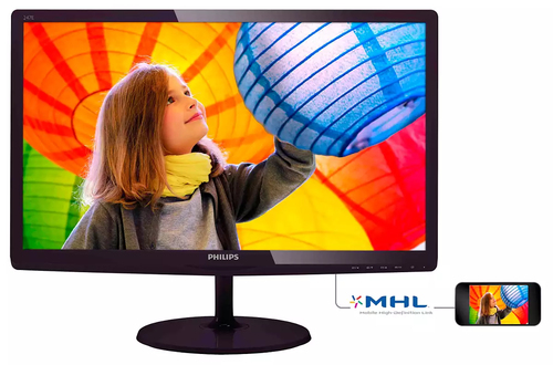 Монитор 23,6" Philips 247E6QDAD IPS-ADS 1920x1080 16:9 5ms VGA, DVI, MHL-HDMI, 20M:1 178/178 250cd, Speakers Black-Cherry.