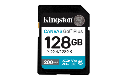 Карта памяти SDXC_128 Gb Kingston Canvas Go Plus SDG4/128GB 200Mb/s UHS-I U3 V30 / R/W 200/100 Mb/s /SDG4/128GB
