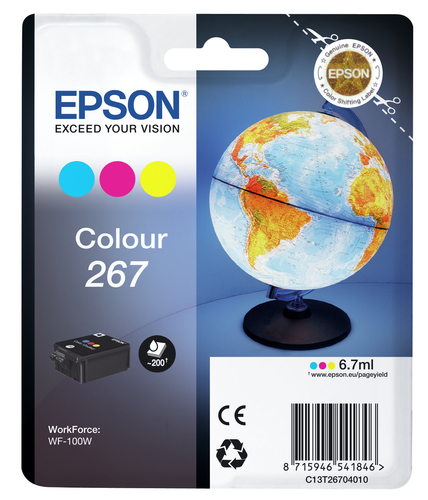 Картридж струйный EPSON (C13T26704010) WorkForce WF-100W, цветной, оригинальный ресурс 200 стр.