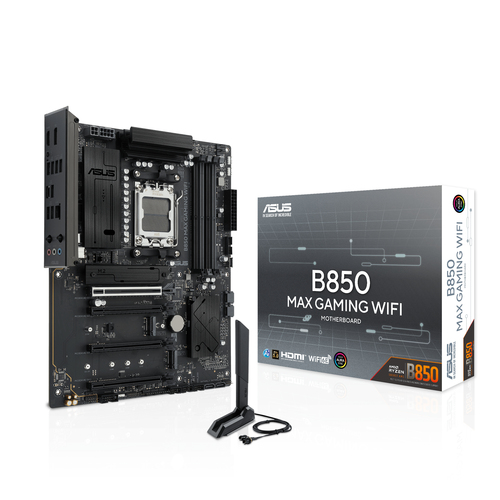 Материнская плата ASUS B850 MAX GAMING WIFI, AM5, B850, 4*DDR5,  4*SATA, 3*M.2, 5*USB 3.2, 2*USB 2.0, Type-C, 5*PCIx16, DP+HDMI, ATX; 90MB1PR0-M0EAY0