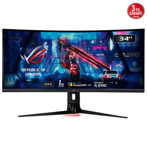 Монитор ASUS 34" ROG Strix XG349C VA LED изогнутый, ProGaming, 3440x1440, 1ms, 400cd/m2, 100Mln:1, 178°/178°, HDMI, DP, USB Type-C, 180Hz, HDR 400, MM, G-SYNC, Tilt, Swivel, HAS, VESA, Black, 90LM06V0-B01A70