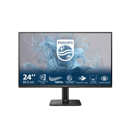 Монитор PHILIPS 24E2N1110/00 23.8" Black (IPS, 1920x1080, 120Hz, 1 ms, 178°/178°, 300 cd/m, 1500:1, +HDMI 1.4)