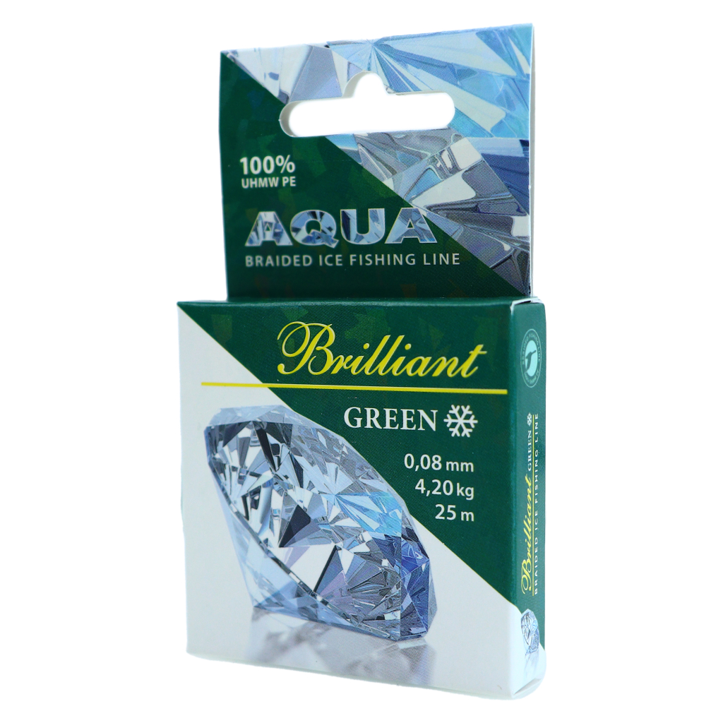 Плетеный шнур Aqua Бриллиант/Brilliant зеленый 0,08 мм 25 м