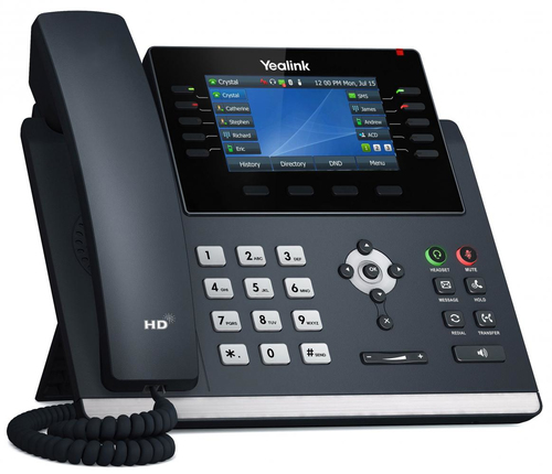 IP-телефон Yealink - SIP-T46U, 1xLAN 1 Гб/с, 1xWAN 1 Гб/с, 10 prog. keys, SIP, web interface, LCD, PoE, headphone in, console(optional), серый, SIP-T46U