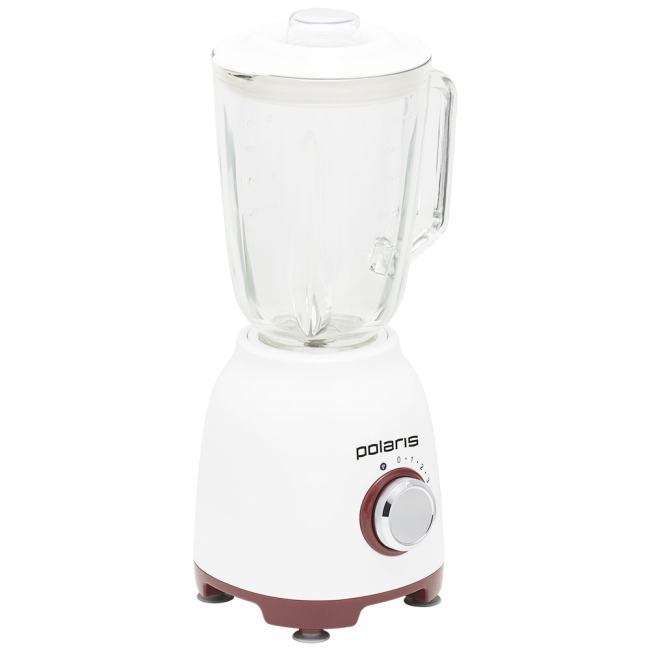 POLARIS PTB-0821G стационарный (800вт,  1,5л  чаша  СТЕКЛО, КОФЕМОЛКА)белый/красный
