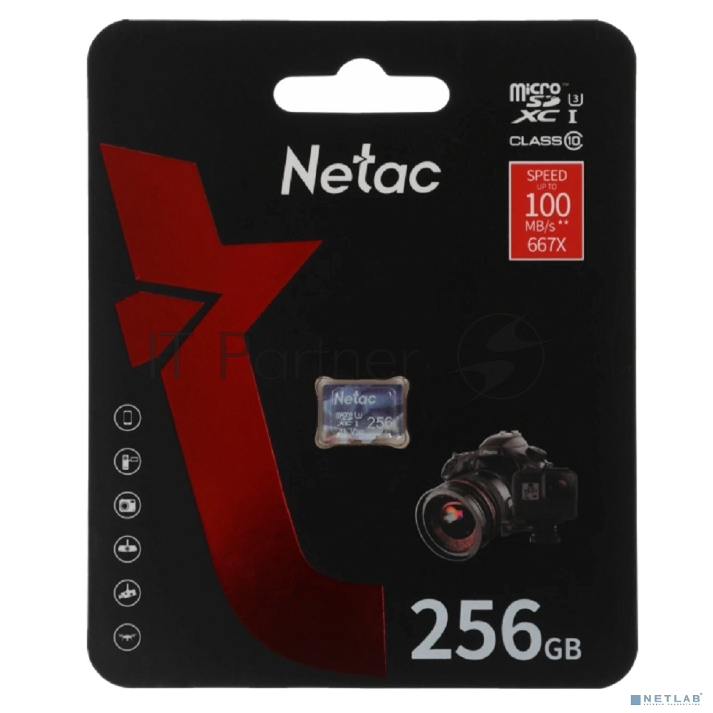 Флеш карта microSDHC 256Gb Netac P500 ULTRA NT02P500ULT-256G-S (без SD адаптера) 100Mb/s