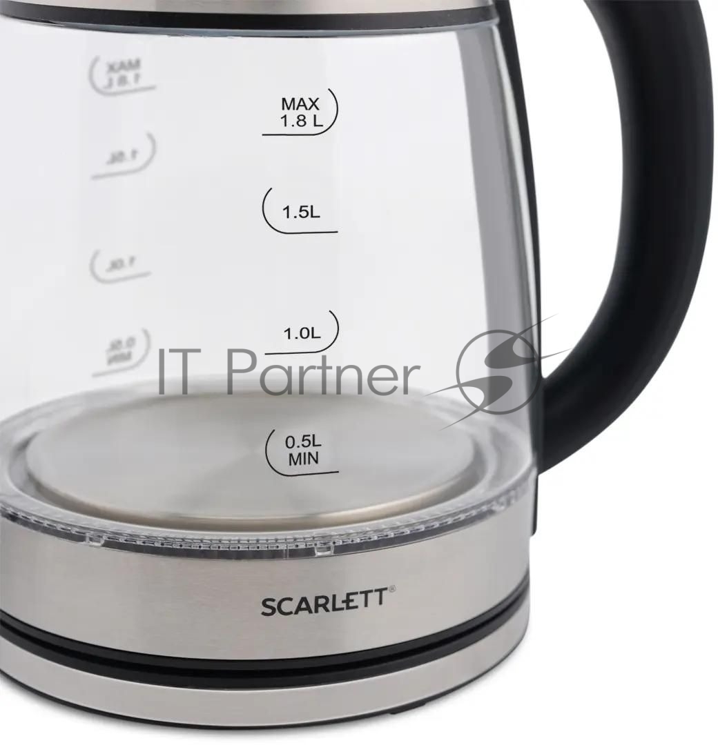 Чайник электрический Scarlett SC-EK27G40, 1800Вт, 1.8л, серебристый/черный