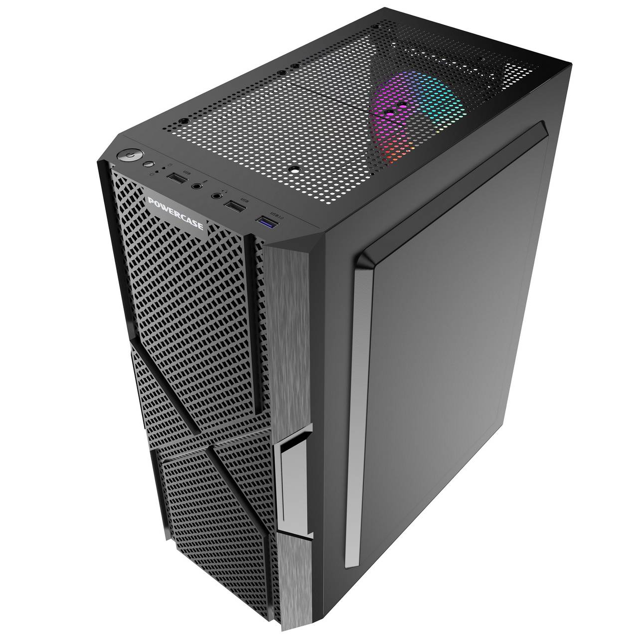 Powercase Mistral T4B, Tempered Glass, 4x 120mm 5-color fan, чёрный, ATX