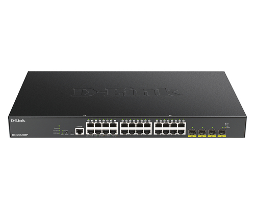 Коммутатор D-Link DGS-1250-28XMP/A1A L2 Smart Switch with 24 10/100/1000Base-T ports and 4 10GBase-X SFP+ ports (24 PoE ports 802.3af/802.3at (30 W), PoE Budget 370W), {5} (443008)