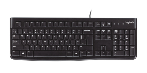Клавиатура мембранная Logitech - K120, Проводная, USB, num pad,waterproof, цвет чёрный, 920-002506