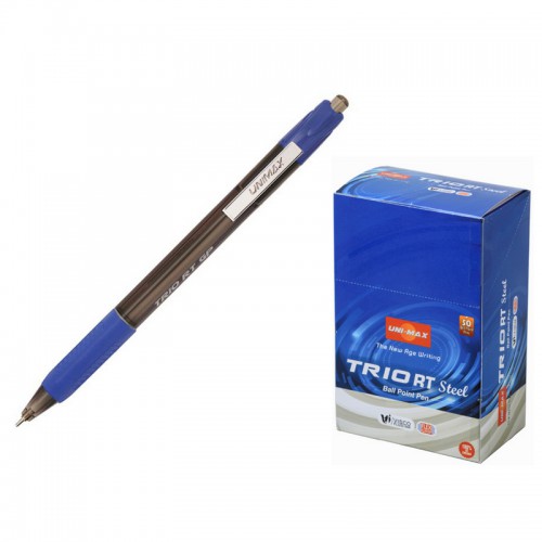 Ручка шариковая Unimax Glide Trio RT GP Steel 0,7мм, син, масл, треуг, авт.