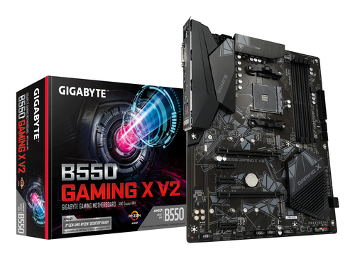 Материнская плата Gigabyte B550 GAMING X V2, Socket AM4, AMD B550, 4xDDR4-3200, DVI-D+HDMI, 2xPCI-Ex16, 3xPCI-Ex1, 4xSATA3(RAID 0/1/10), 2xM.2, 8 Ch Audio, 1xGLan, (2+4)xUSB2.0, (4+2)xUSB3.2, 1xPS/2, ATX, RTL (810702) bp (B550 GAMING X V2 плохая упаковка)