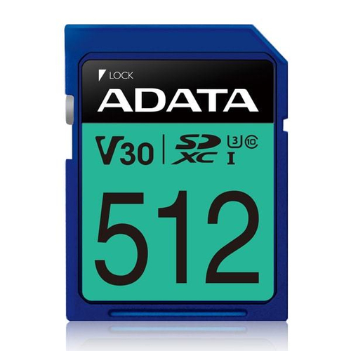 Карта памяти ADATA - UI3V30S, SDXC, write speed 85Mb/s, read speed 100Mb/s, UHS-I Class 3, V30, Class 10, 512GB, ASDX512GUI3V30S-R