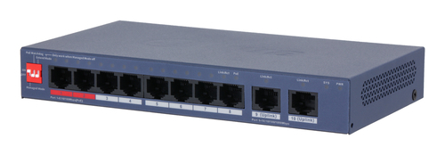 DH-CS4010-8ET2GT-110 8-портовый PoE коммутатор с функцией облачного управления. Порты: 8 RJ45 10/100Мбит/с (PoE/PoE+/Hi-PoE/IEEE 802.3bt), 2 RJ45 10/100/1000Мбит/с (uplink); мощность PoE: порты 1~2 до 90Вт, порты 3~8 до 30Вт, суммарно до 110Вт; PoE watchdog, передача до 250м; питание: 54В(DC).