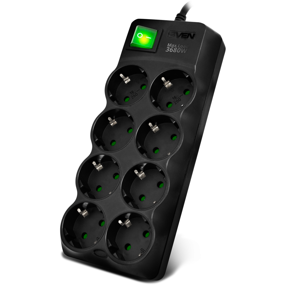 1,8м Buro 800SH-1.8-B (8 розеток) черный (коробка)