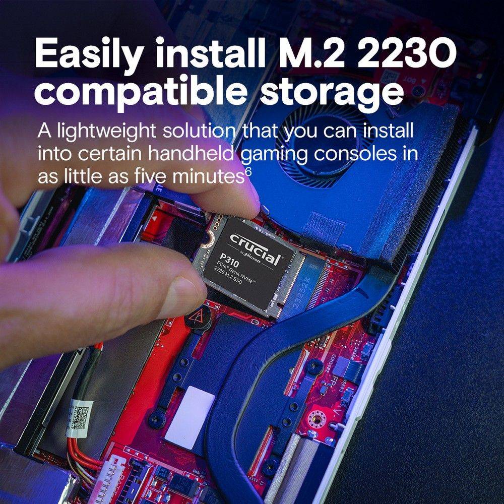 Crucial Твердотельный P310 2TB PCIe Gen4 NVMe 2230 M.2 SSD CT2000P310SSD2