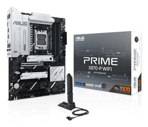 Материнская плата ASUS PRIME X870-P WIFI, AM5, AMD X870, 4xDDR5, 4xSATA, 4xM.2, 1xPCIe 5.0 x16, 2xPCIe 4.0 x1, HDMI, 1x2.5Gb LAN, USB Type-C, 3x3.5 мм, 7.1, ATX