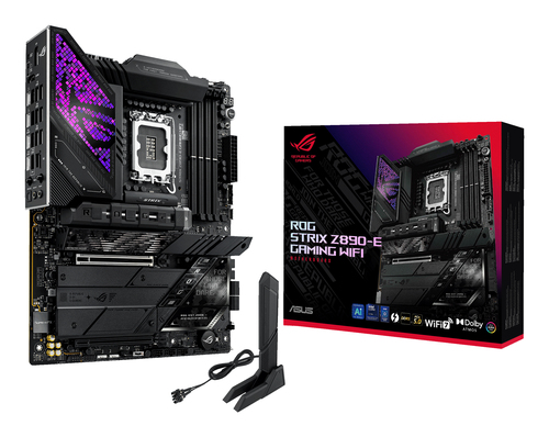 Материнская плата ASUS ROG STRIX Z890-E GAMING WIFI, LGA1851, Intel Z890, 4xDDR5, 4xSATA, 7xM.2, 1xPCIe 5.0 x16, DisplayPort, HDMI, USB Type-C, 1x5Gb LAN, Thunderbolt, 2x3.5 мм, 7.1, ATX