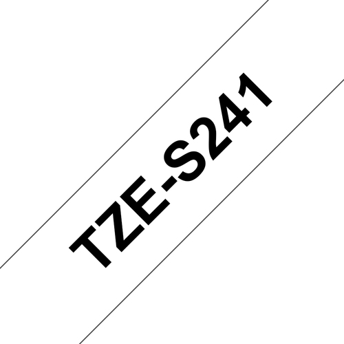 TZES241 - Плёнка повышенной адгезии для наклеек Brother TZES-241 чёрный шрифт на белой основе, 18мм*8м