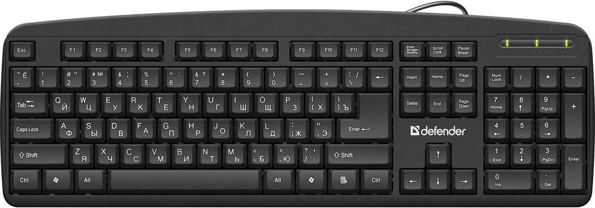 Клавиатура проводная DEFENDER Office (Офис) HB-910 черный (USB, 104 клавиши) (45910)
