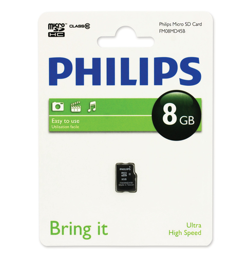 Micro SecureDigital 8GB Philips microSDHC Class 10 (FM08MD45B/97)