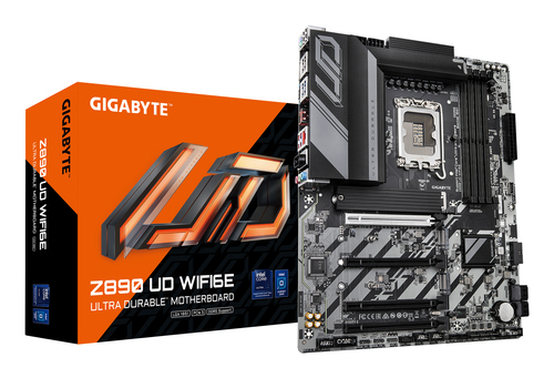 Материнская плата Gigabyte Z890 UD WIFI6E, LGA 1851, Intel Z890, 4xDDR5, 4xSATA, 3xM.2, 1xPCIe 5.0 x16, 2xPCIe 4.0 x4, 1xPCIe 4.0 x1, 1xDP, 1xUSB-C, 1x 2.5Gb LAN, 4xUSB-A 3.2 Gen 1, 1xUSB-A 3.2 Gen 2, 4xUSB-A 2.0, 1xUSB4, 3x3.5 мм, 7.1, ATX