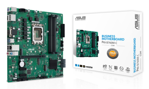 Материнская плата ASUS PRO B760M-C-CSM, LGA 1700, Intel B760, 4xDDR5, 4xSATA, 2xM.2, 1xPCIe 4.0 x16, 2xPCIe 3.0 x1, 1xVGA, 1xHDMI, 2xDP, 1x1Gb LAN, 2xUSB-A 5Gbps, 2xUSB-A 2.0, 3x3.5 мм, 7.1, mATX