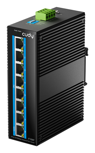 Промышленный коммутатор/ 8-Port 10/100M Aluminum Industrial PoE+ Switch, 8 10/100M Ports, 802.3at/af, Din-rail design, Power supply: DC 9.6~57V work temperature:-40°C-75°C, Power Adapter Not Included
