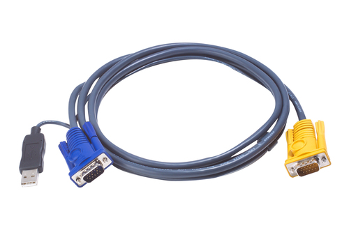 KVM-кабель ATEN - PS/2-USB, SPHD-15 (Male) - D-Sub (Male) + USB Type A (Male), 1.8 м, 2L-5202UP
