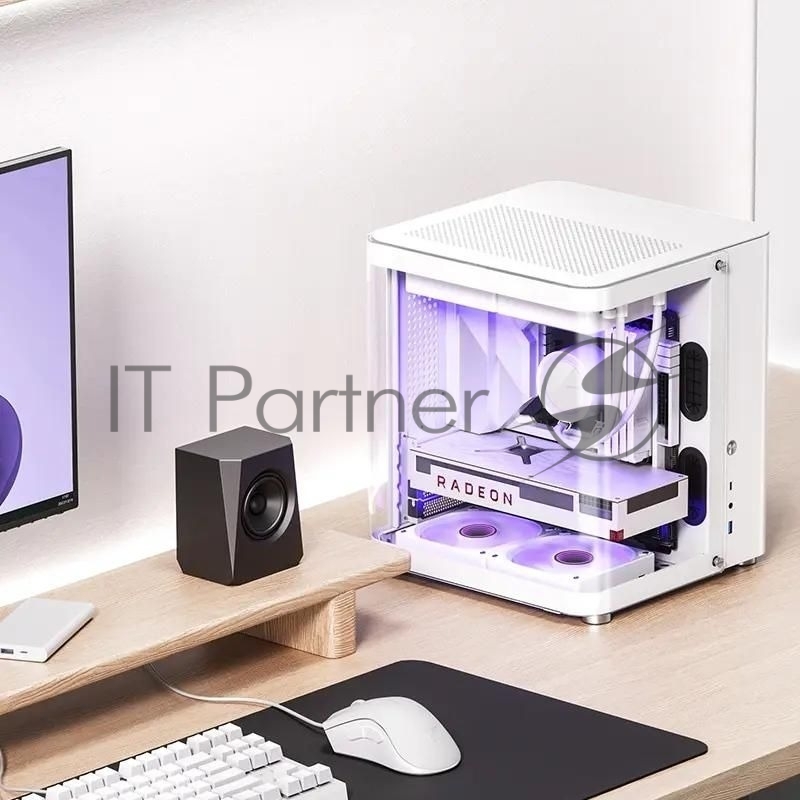 Компьютерный корпус без блока питания JONSBO TK-1, Mini-Tower, TG, no fan, 1xUSB-A 3.2 + 1xUSB-C 3.2, mATX, mITX White