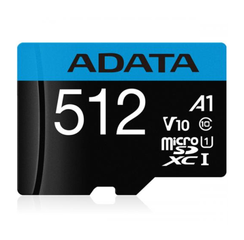 Карта памяти ADATA - Premier Pro, microSDXC, write speed 10Mb/s, read speed 100Mb/s, UHS-I Class 1, Class 10, 512GB, AUSDX512GUICL10A1-RA1