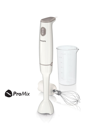 Блендер погружной PHILIPS HR1601/00, 550 Вт, 1 скорость, венчик, пластиковая нога, стакан, белый
