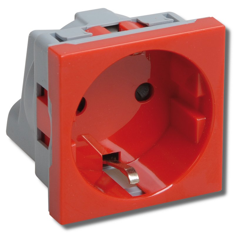 Розетка IEK CKK-40D-RSZK2-K04-K, 2 модуля, с заземлением, 10А, красная