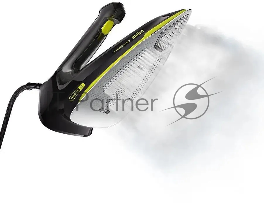 Утюг Braun FreeStyle 7 FI7255GR черный/зеленый, 2000 Вт, 55 г/мин, 240 г/мин, 350 мл