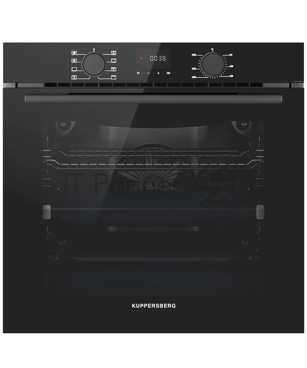 Духовой шкаф Kuppersberg HF 608 Black, доводчик двери, цвет черный, цвет фурнитуры черный