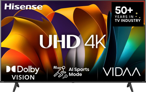 Телевизор ЖК 50'' Hisense/ 50", Ultra HD, VA, DLED, Smart TV (HomeOS U9.5), Wi-Fi, DVB-T2/C/S2, 2х10W, Game Mode Plus, CI+(1.4), 3хHDMI, 2хUSB, 300 nits, 5000:1, Works with Alexa, Alexa Built-in, VIDAA Voice, Yandex, Black, 2026