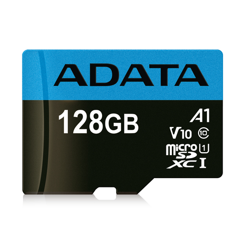 Карта памяти ADATA microSDXC 128GB ADATA Premier Memory Card AUSDX128GUICL10A1-RA1 UHS-I Class 10/V10 A1, 100/25 MB/s, AUSDX128GUICL10A1-RA1 Adapter, -25°C + 85°C, RTL (461940)