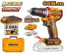 Шуруповерт INGCO CDLI20668, аккумуляторный, 20В, 66Нм, 2×2.0Ач