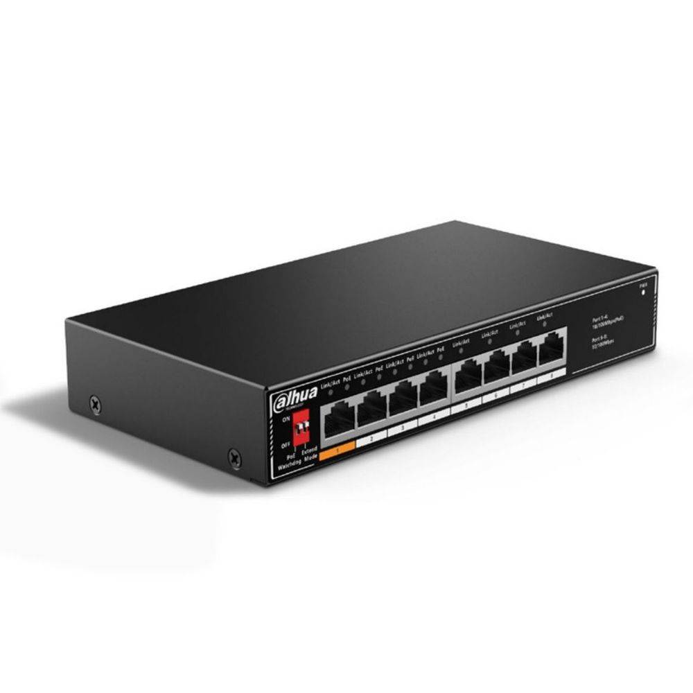 DAHUA 8-port 10/100M RJ45 4-port PoE Switch, 60W, Metal case