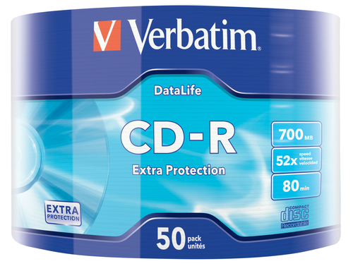 Диск Verbatim CD-R, 700Mb, 52x, 50 шт, Printable, DataLife+ (43787)