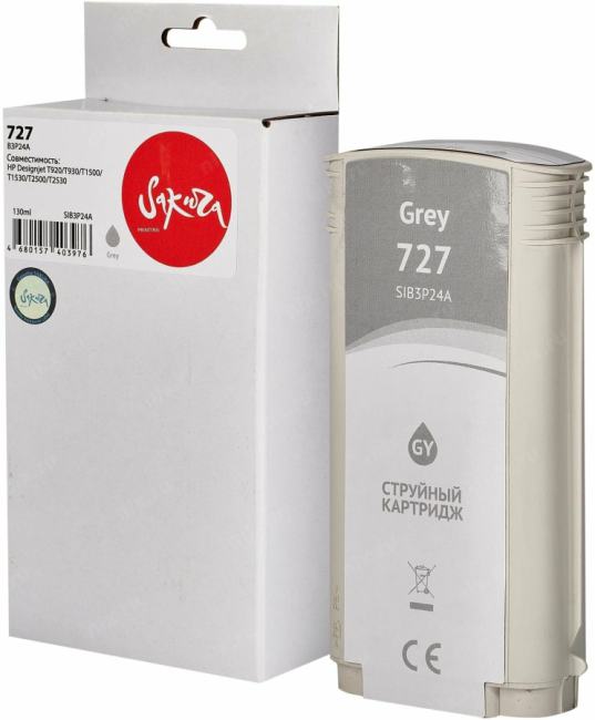SIB3P24A Sakura B3P24A (№727 Gray) для HP Designjet T920/T930/T1500/T1530/T2500/T2530, серый,  130  мл.