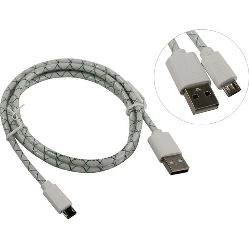 Greenconnect Кабель 2A 1.0m USB 2.0, AM/microB 5pin, бело-зеленый, белые коннекторы, 28/24 AWG, поддержка функции быстрой зарядки, GCR-UA9MCB3-BD-1.0m, морозостойкий.
