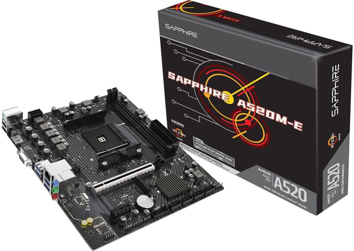 52119-04-40G Sapphire A520M-E A520, AM4, 2*DDR4, 1*PCIEx16, 1*PCIEx1, 1*M.2, 6*USB3.2Gen1, 4*USB2.0,  4*SATA3.0, 1G, HDM