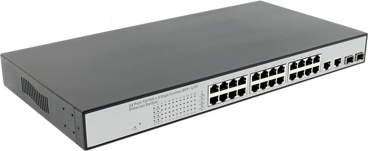 MultiCo (EW-7242IW) Switch 24port (24UTP 10,100Mbps, 2-port  combo SFP)