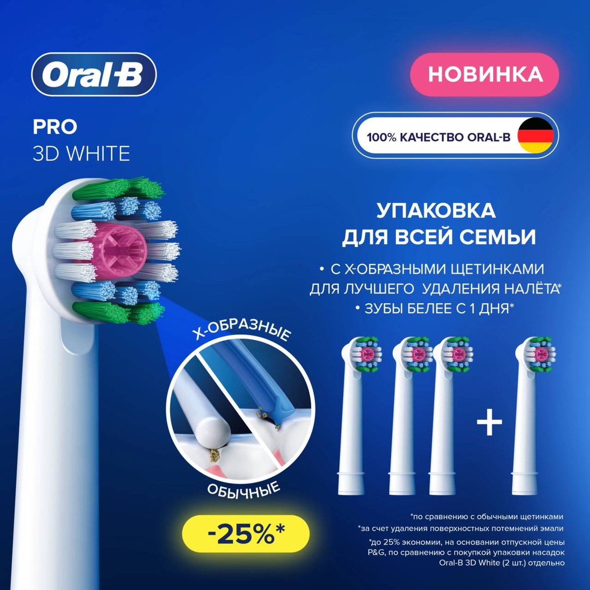 Насадка Oral-B 80783004, 3D White, 4шт