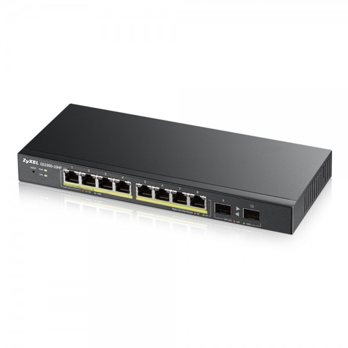 Коммутатор Настраиваемый (Smart) ZyXEL - GS1900-8HP, Layer 2, 8-PoE, 8-1GbE, SNMP, Web, настольный, чёрный, GS1900-8HP-EU0103F