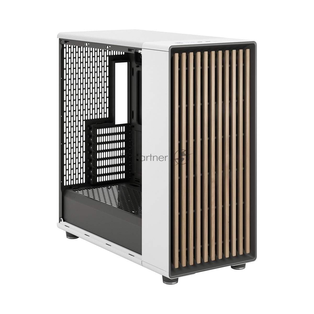 Компьютерный корпус без блока питания Fractal Design North XL TG Dark Tint, Full-Tower, 3x140мм, 2xUSB-A 3.2 + 1xUSB 3.2 Type-C E-ATX, ATX, mATX, mITX Wood panel, Chalk белый