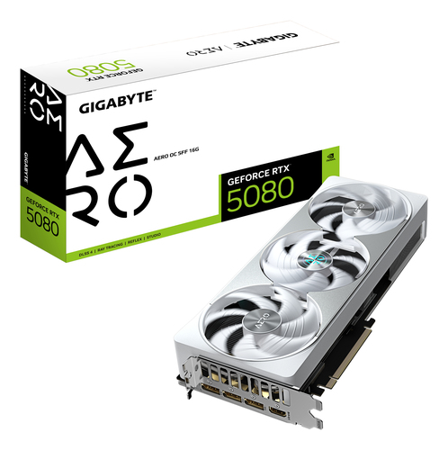 Видеокарта Gigabyte PCI-E 5.0 GV-N5080AERO OC-16GD 1.0 NVIDIA GeForce RTX 5080 AERO OC SFF 16Gb 256bit GDDR7 2730/30000 HDMIx1 DPx3 HDCP Ret