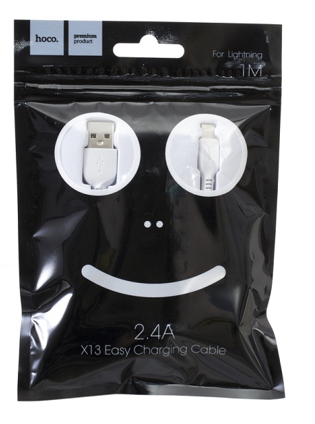 Кабель USB - Apple 8Pin HOCO X13, 1м,круглый,2,1А, белый