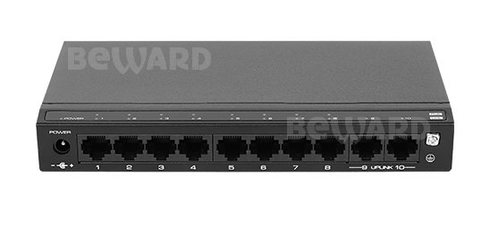 Коммутатор Beward ST-820HP, 10×FE, 8×PoE, 115W, CCTV 250м